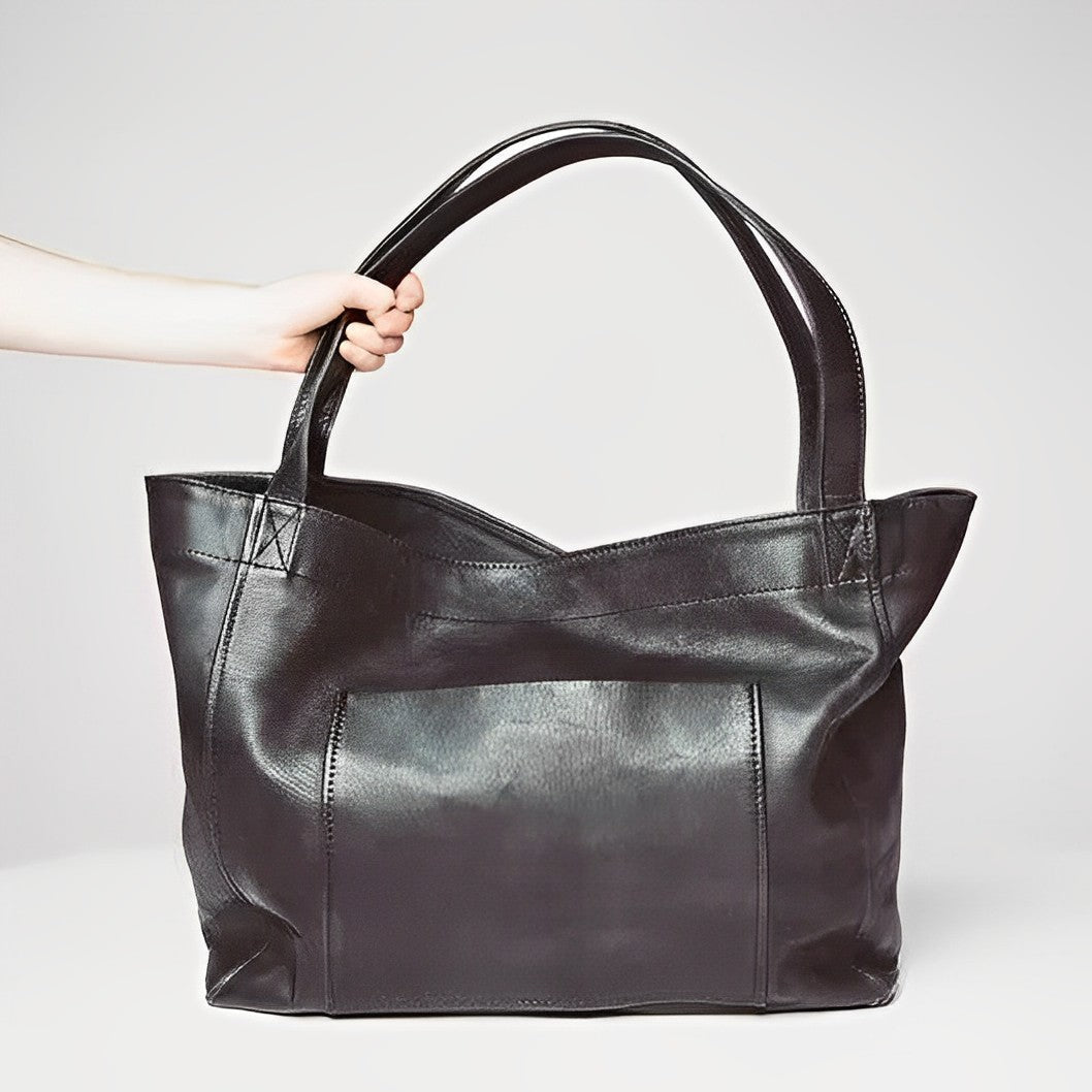 Mireille Women's Leather Oversized Tote Bag - Minimalist Design - Spacious Shoulder Carry