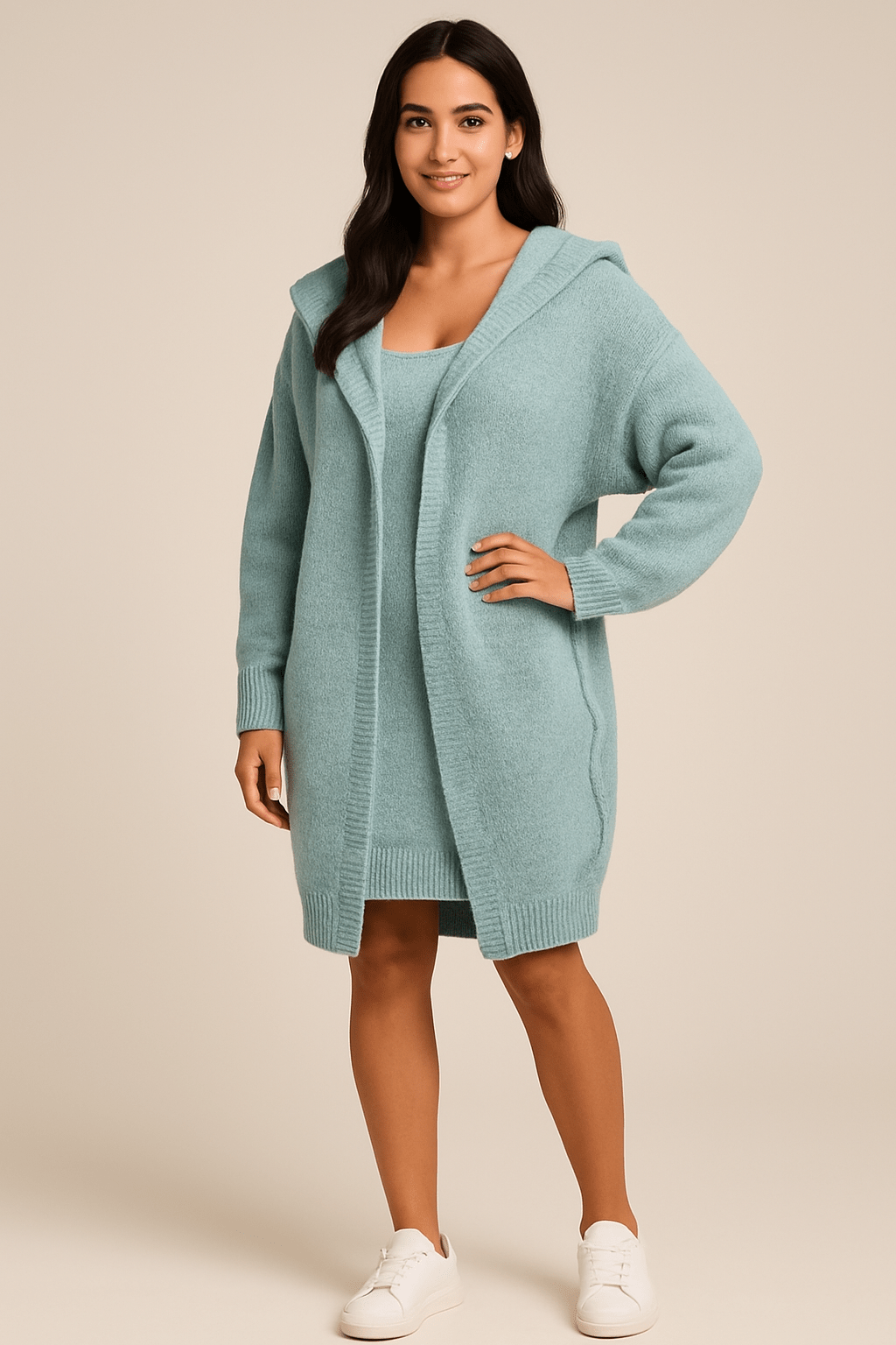 Miriam Cozy Oversized Hooded Cardigan – Soft Knit, Relaxed Fit, Casual Chic