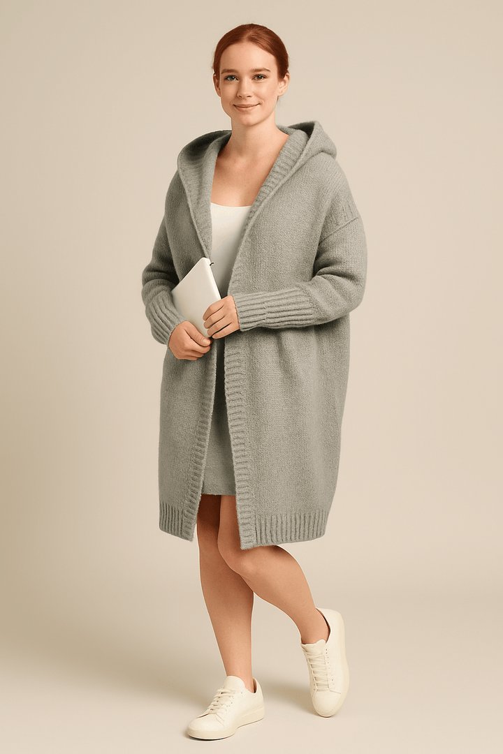 Miriam Cozy Oversized Hooded Cardigan – Soft Knit, Relaxed Fit, Casual Chic