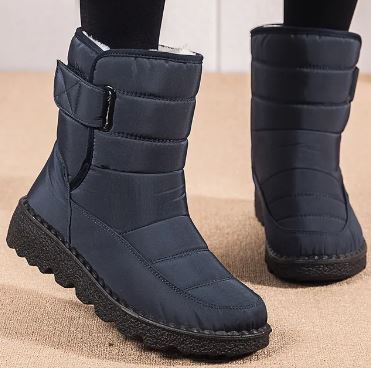 Nora – Women’s Winter Snow Boots with Hook & Loop – Canvas Upper