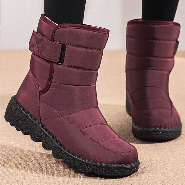 Nora – Women’s Winter Snow Boots with Hook & Loop – Canvas Upper