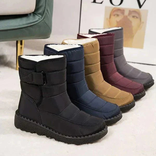 Nora – Women’s Winter Snow Boots with Hook & Loop – Canvas Upper
