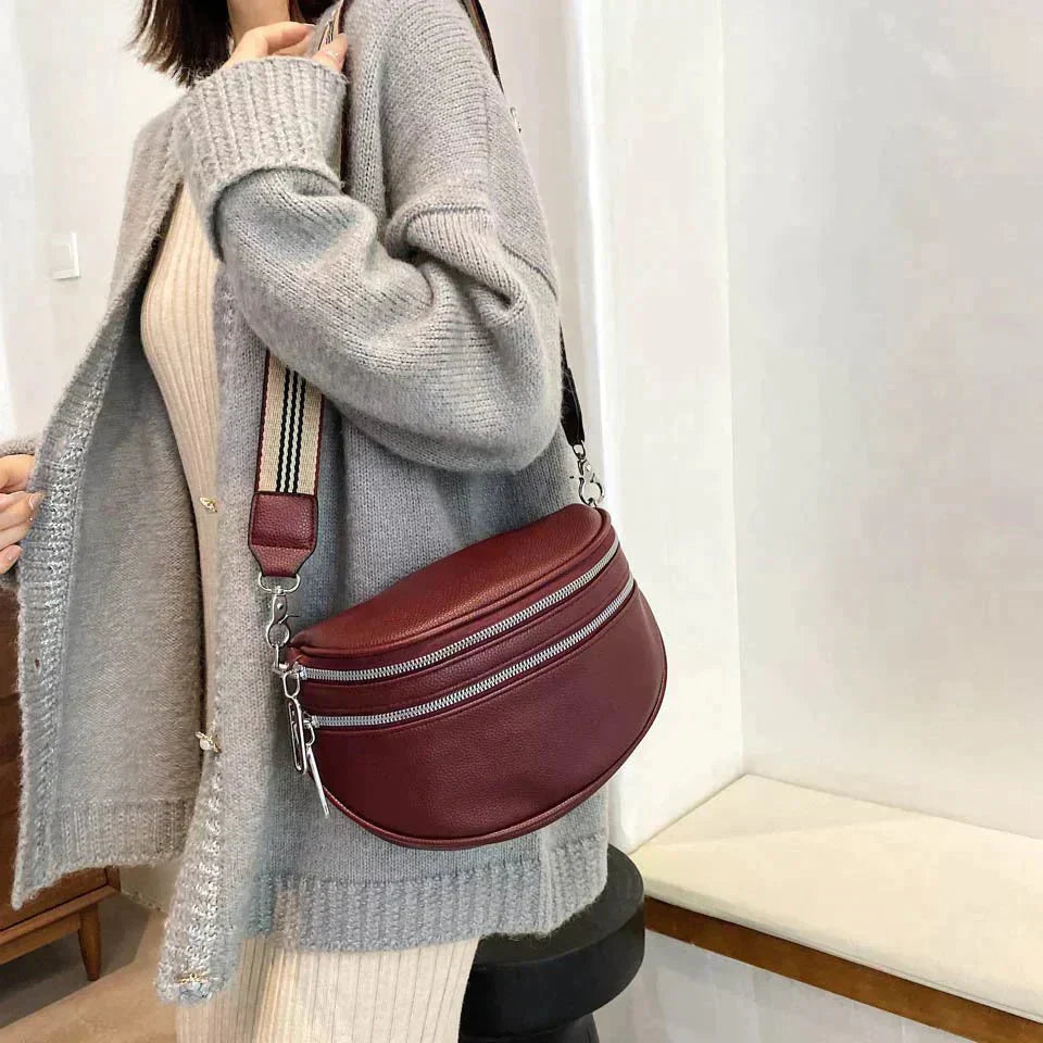 Sabine Women's Structured Faux Leather Shoulder Bag with Adjustable Crossbody Strap