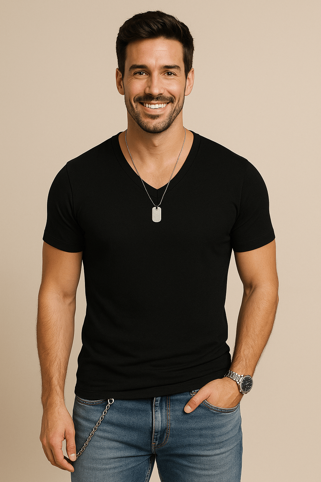 Slim-Fit Soft-V-Neck T-Shirt