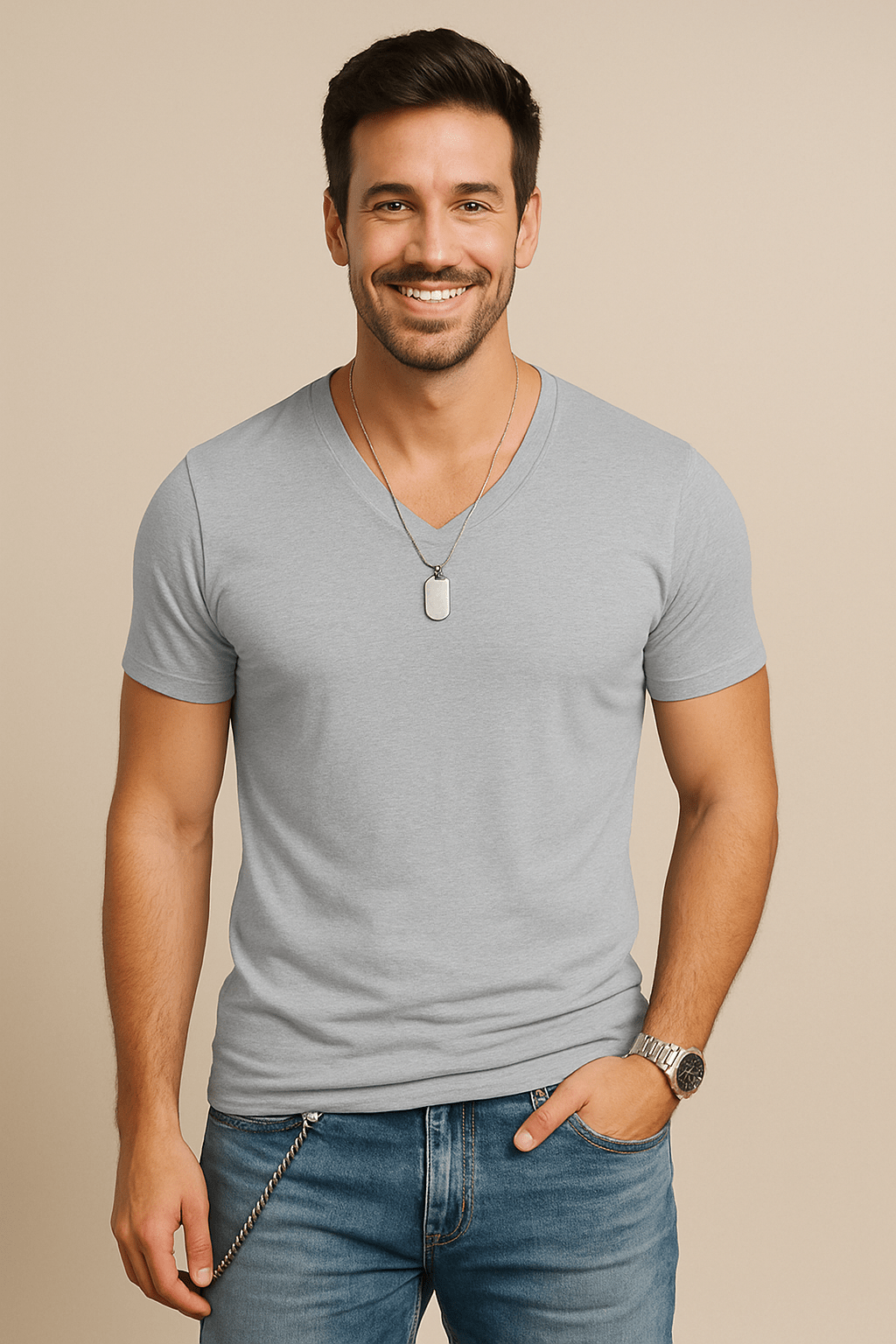 Slim-Fit Soft-V-Neck T-Shirt