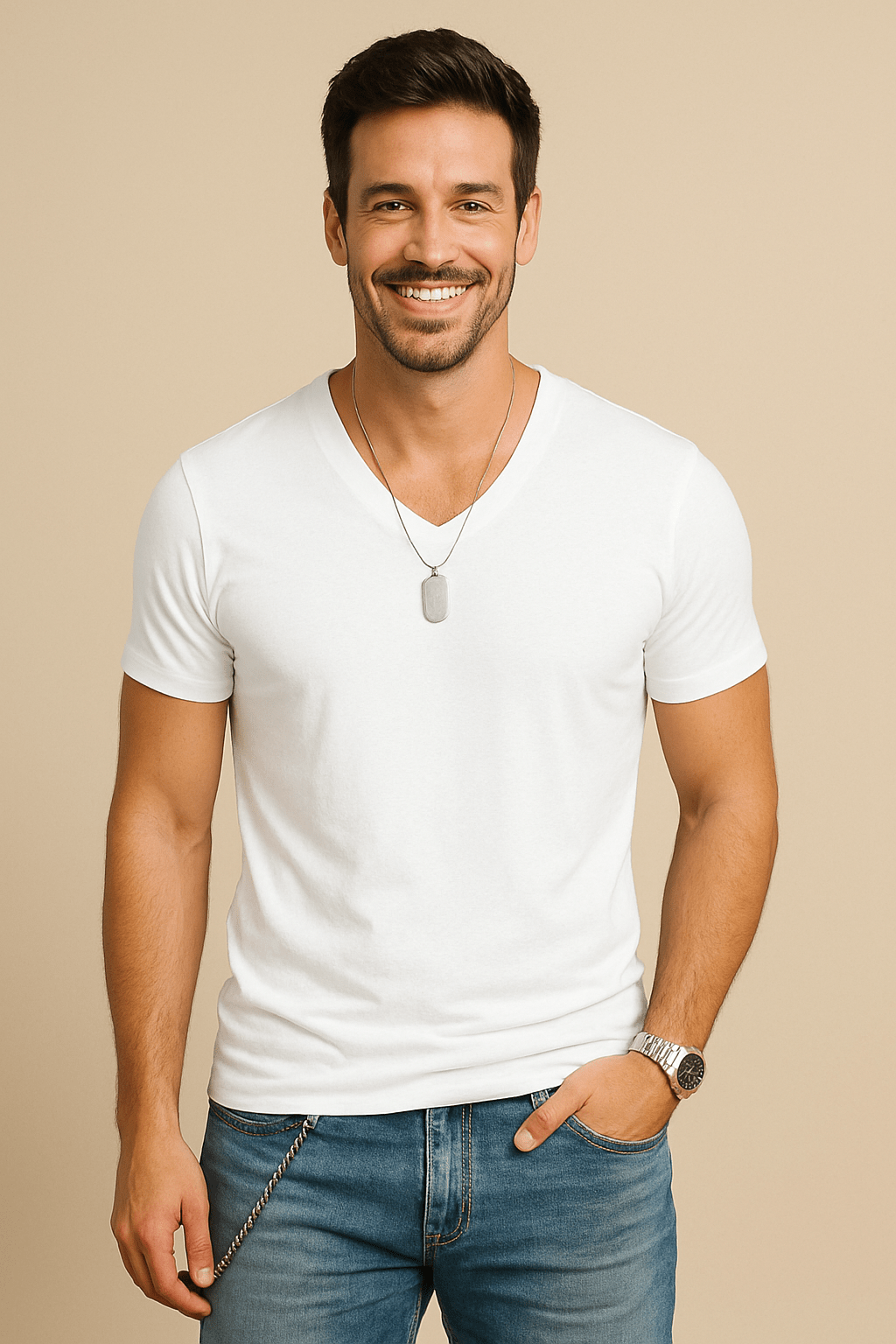 Slim-Fit Soft-V-Neck T-Shirt