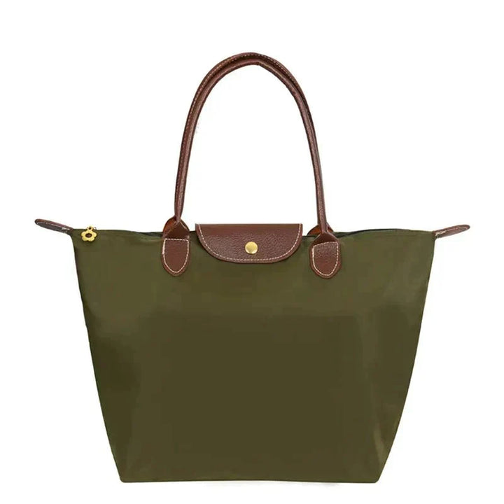 Solène Women's Handbag – Elegant Urban Style – Spacious Nylon Design – Leather Handles – Button Closure