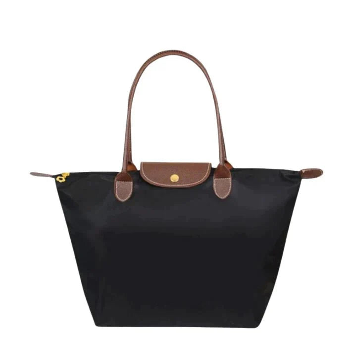 Solène Women's Handbag – Elegant Urban Style – Spacious Nylon Design – Leather Handles – Button Closure