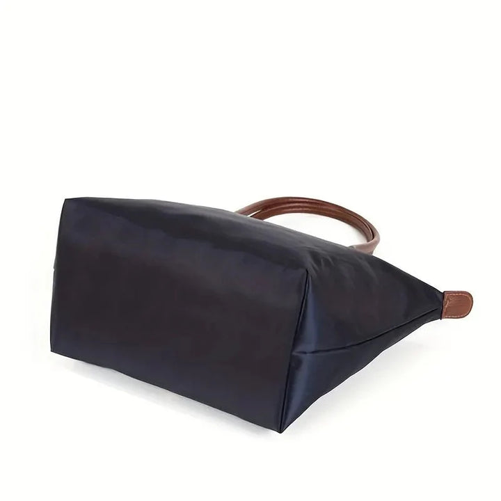 Solène Women's Handbag – Elegant Urban Style – Spacious Nylon Design – Leather Handles – Button Closure