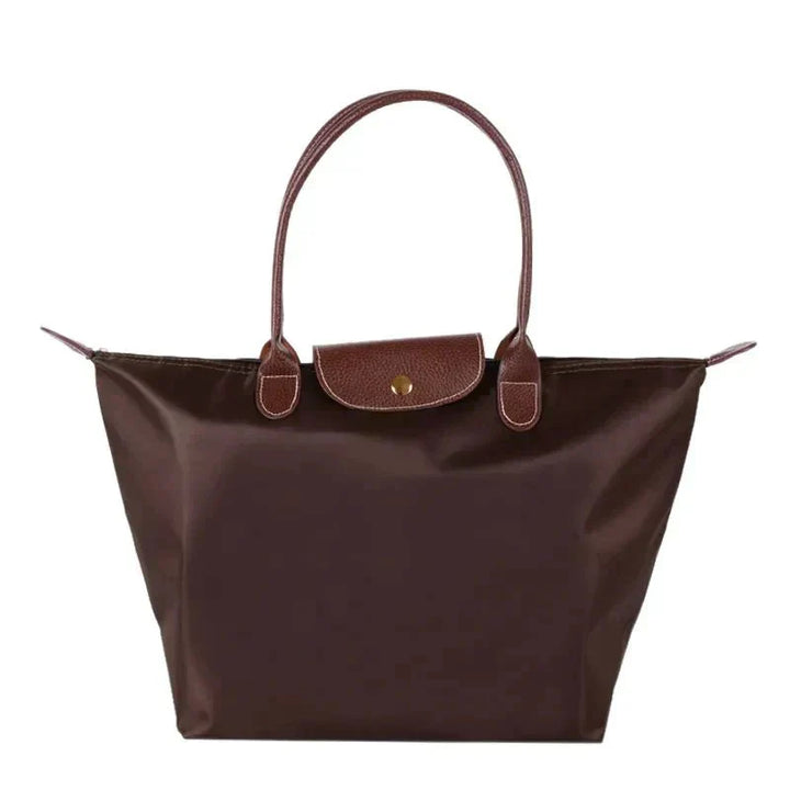 Solène Women's Handbag – Elegant Urban Style – Spacious Nylon Design – Leather Handles – Button Closure