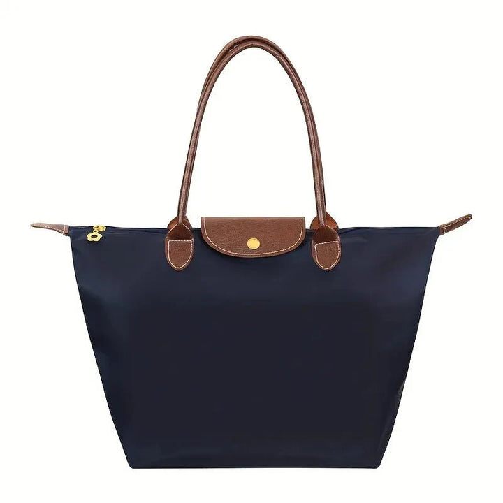 Solène Women's Handbag – Elegant Urban Style – Spacious Nylon Design – Leather Handles – Button Closure