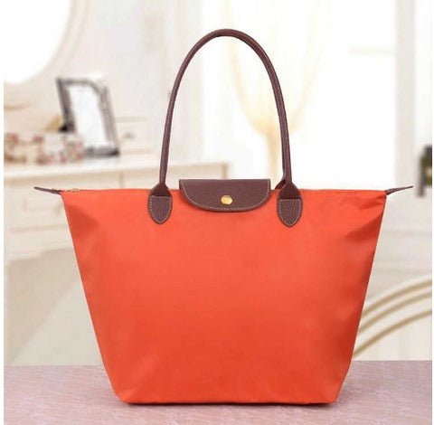 Solène Women's Handbag – Elegant Urban Style – Spacious Nylon Design – Leather Handles – Button Closure