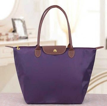 Solène Women's Handbag – Elegant Urban Style – Spacious Nylon Design – Leather Handles – Button Closure