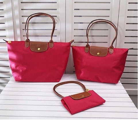 Solène Women's Handbag – Elegant Urban Style – Spacious Nylon Design – Leather Handles – Button Closure
