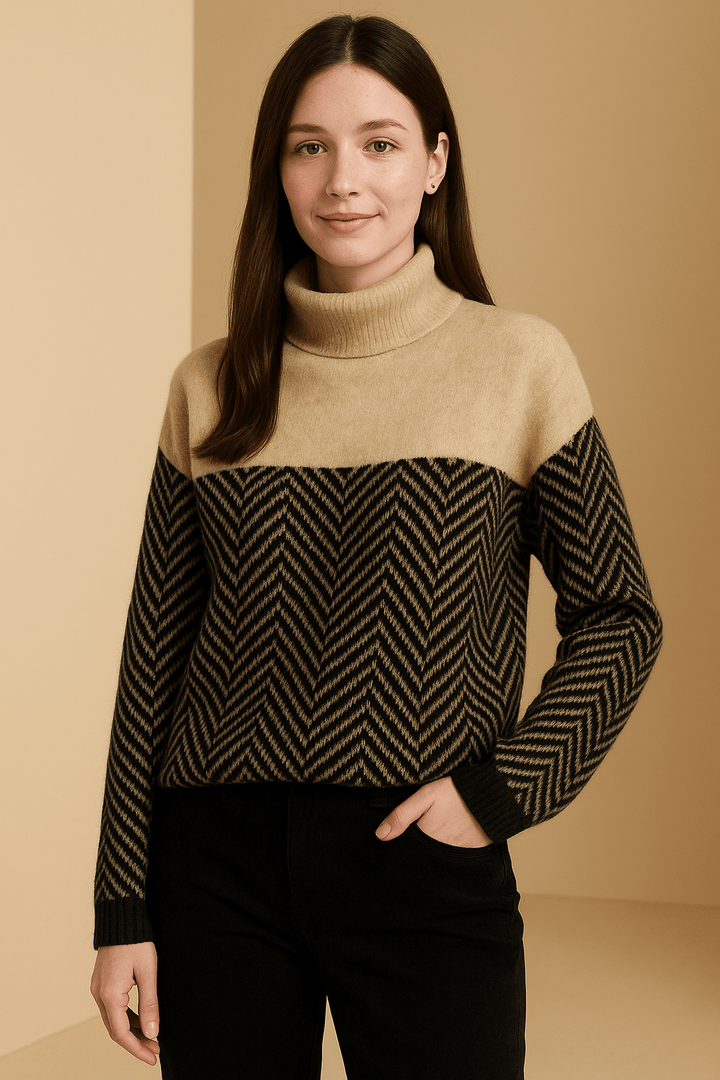 Striped Knit Casual Long Sleeve Sweater – Knitted Pullover