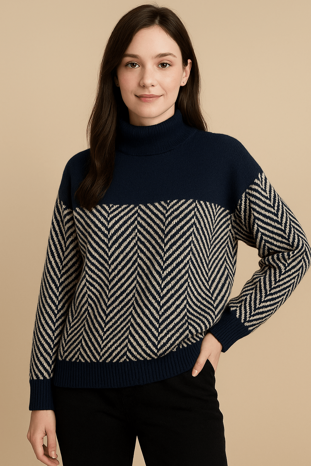 Striped Knit Casual Long Sleeve Sweater – Knitted Pullover