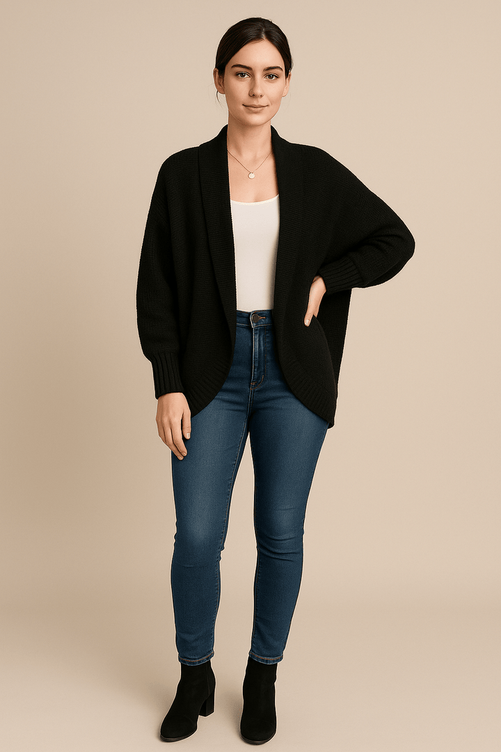 Tilda – Women’s Oversized Open-Front Knit Cardigan with Ribbed Hem