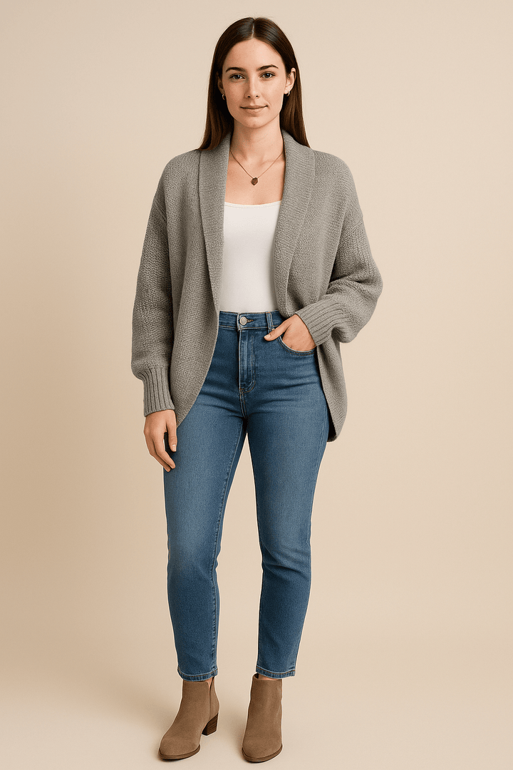 Tilda – Women’s Oversized Open-Front Knit Cardigan with Ribbed Hem