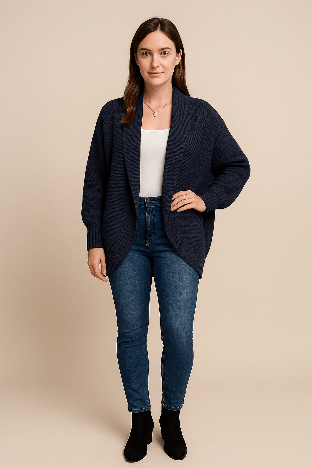 Tilda – Women’s Oversized Open-Front Knit Cardigan with Ribbed Hem