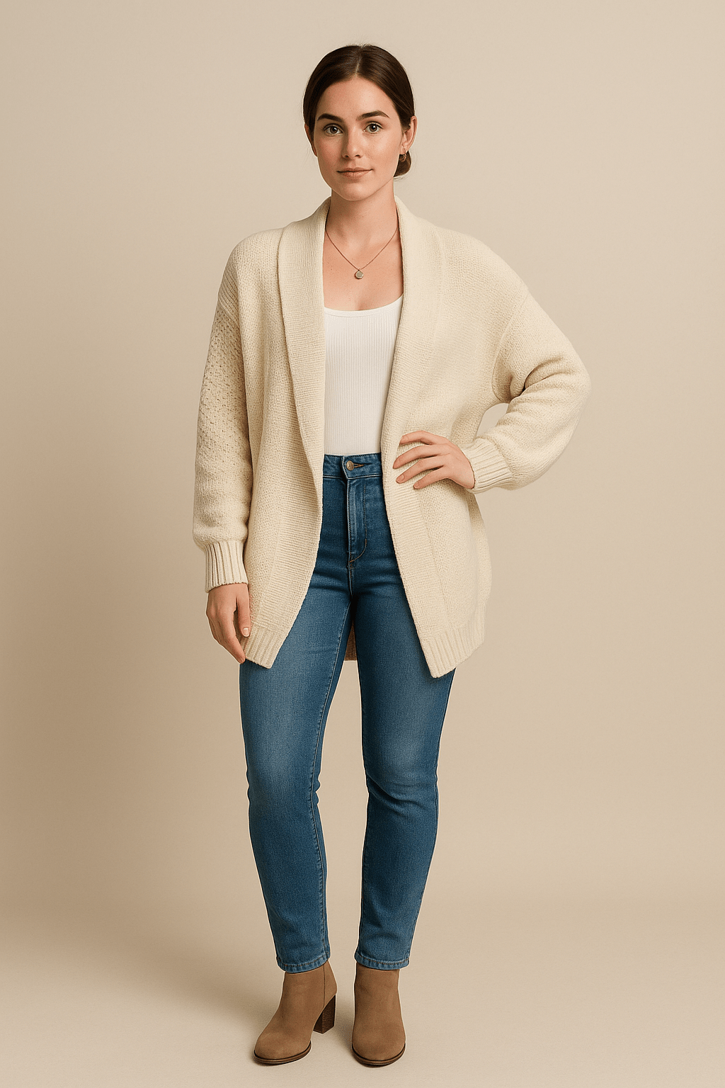 Tilda – Women’s Oversized Open-Front Knit Cardigan with Ribbed Hem
