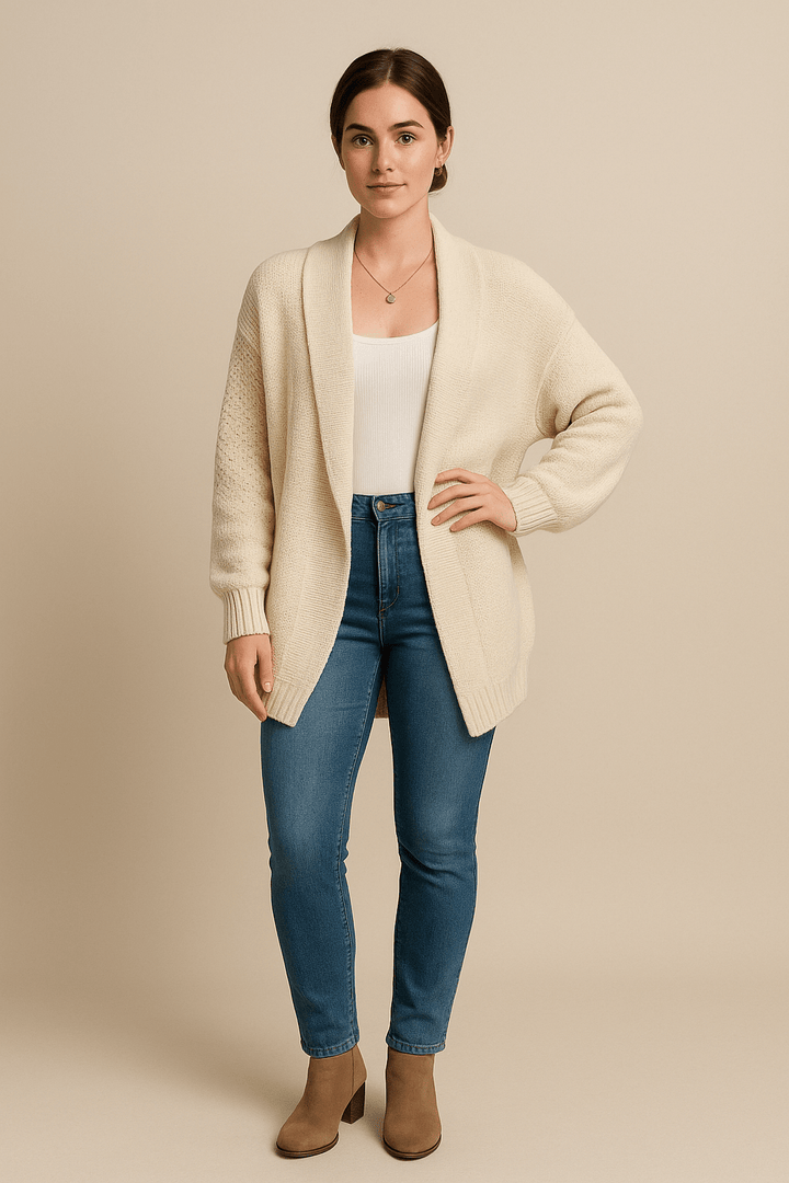 Tilda – Women’s Oversized Open-Front Knit Cardigan with Ribbed Hem