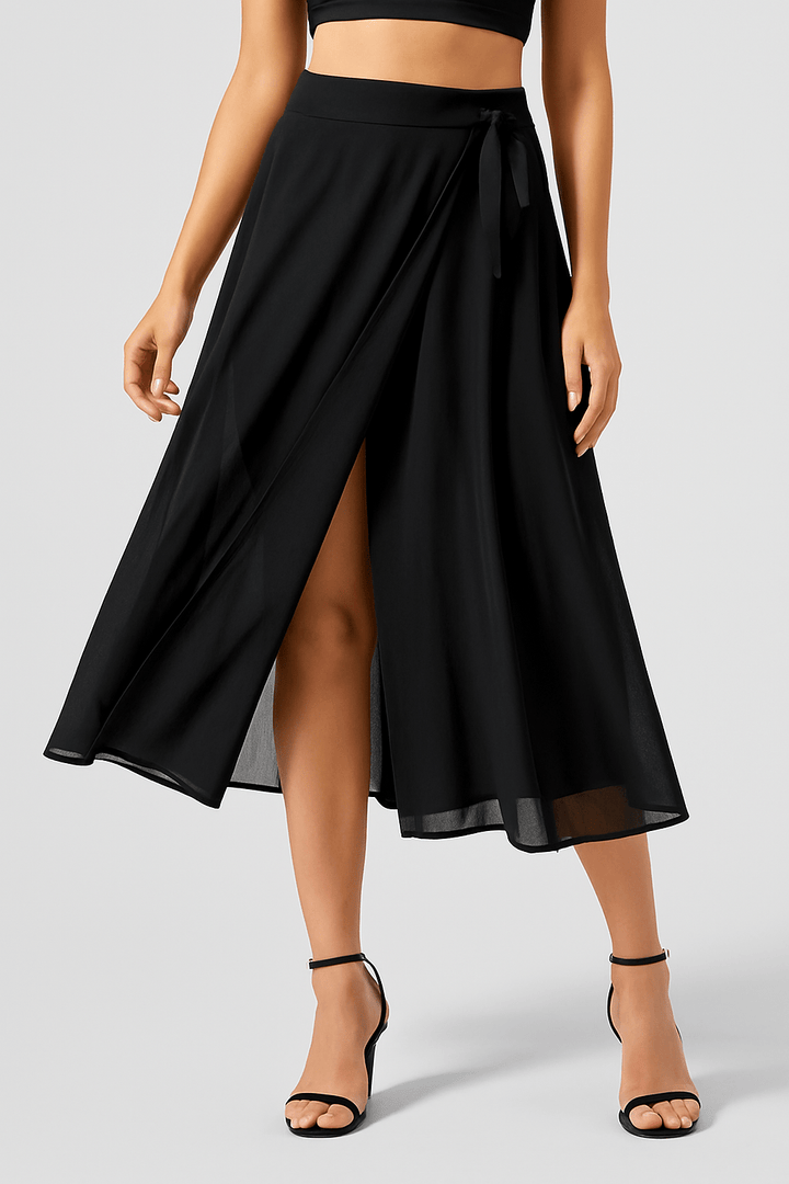 Viral "Hey Lara" Flowy High-Waisted Mesh Midi Skirt with Drawstring & Side Pockets