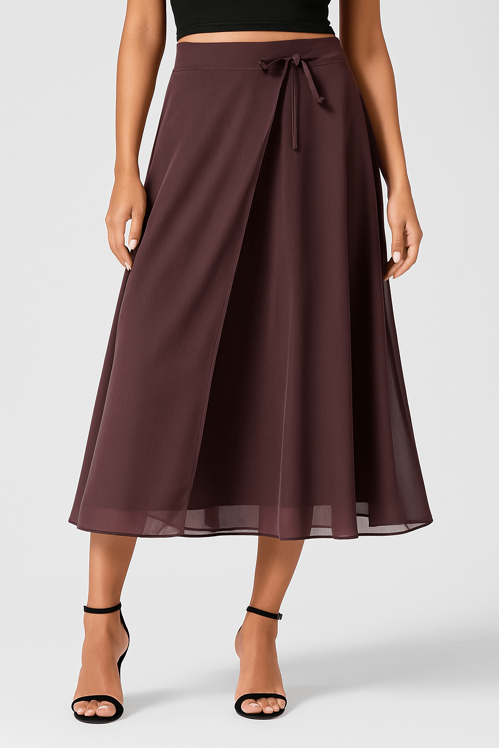 Viral "Hey Lara" Flowy High-Waisted Mesh Midi Skirt with Drawstring & Side Pockets