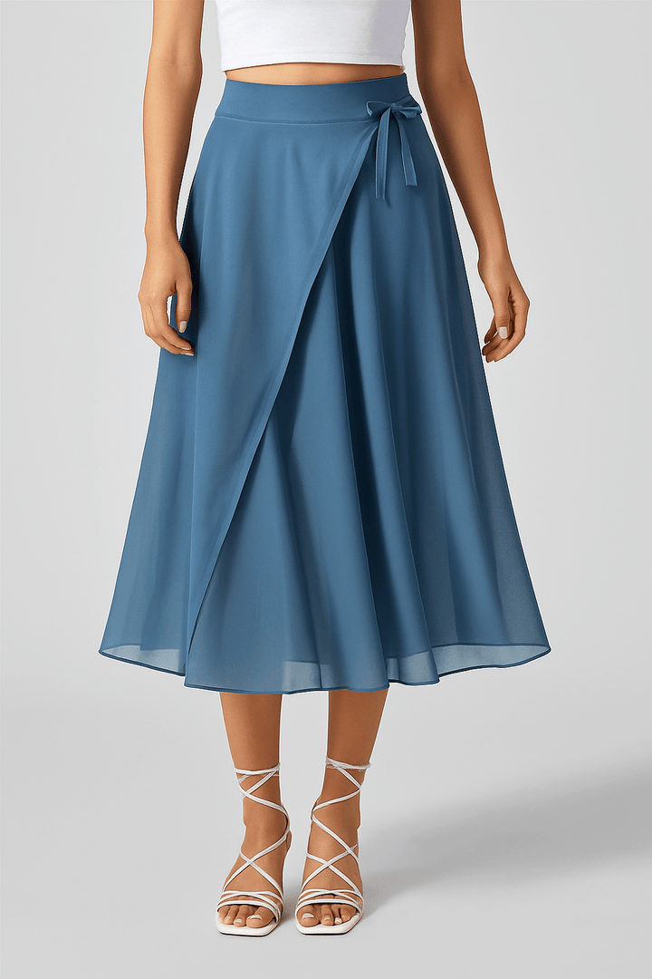 Viral "Hey Lara" Flowy High-Waisted Mesh Midi Skirt with Drawstring & Side Pockets