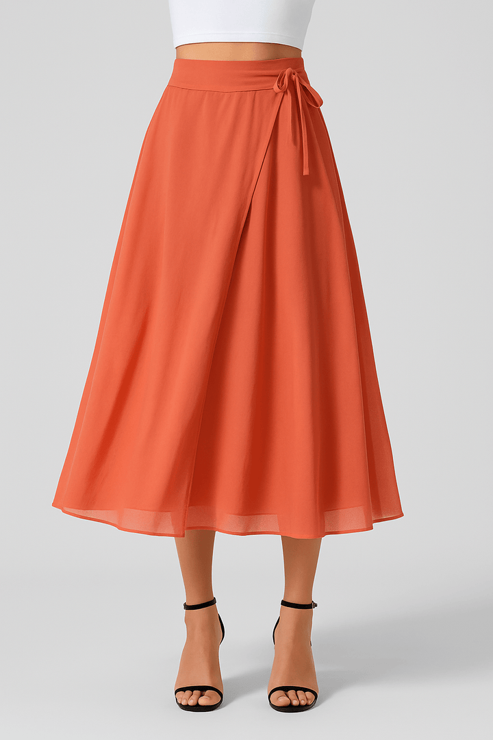 Viral "Hey Lara" Flowy High-Waisted Mesh Midi Skirt with Drawstring & Side Pockets