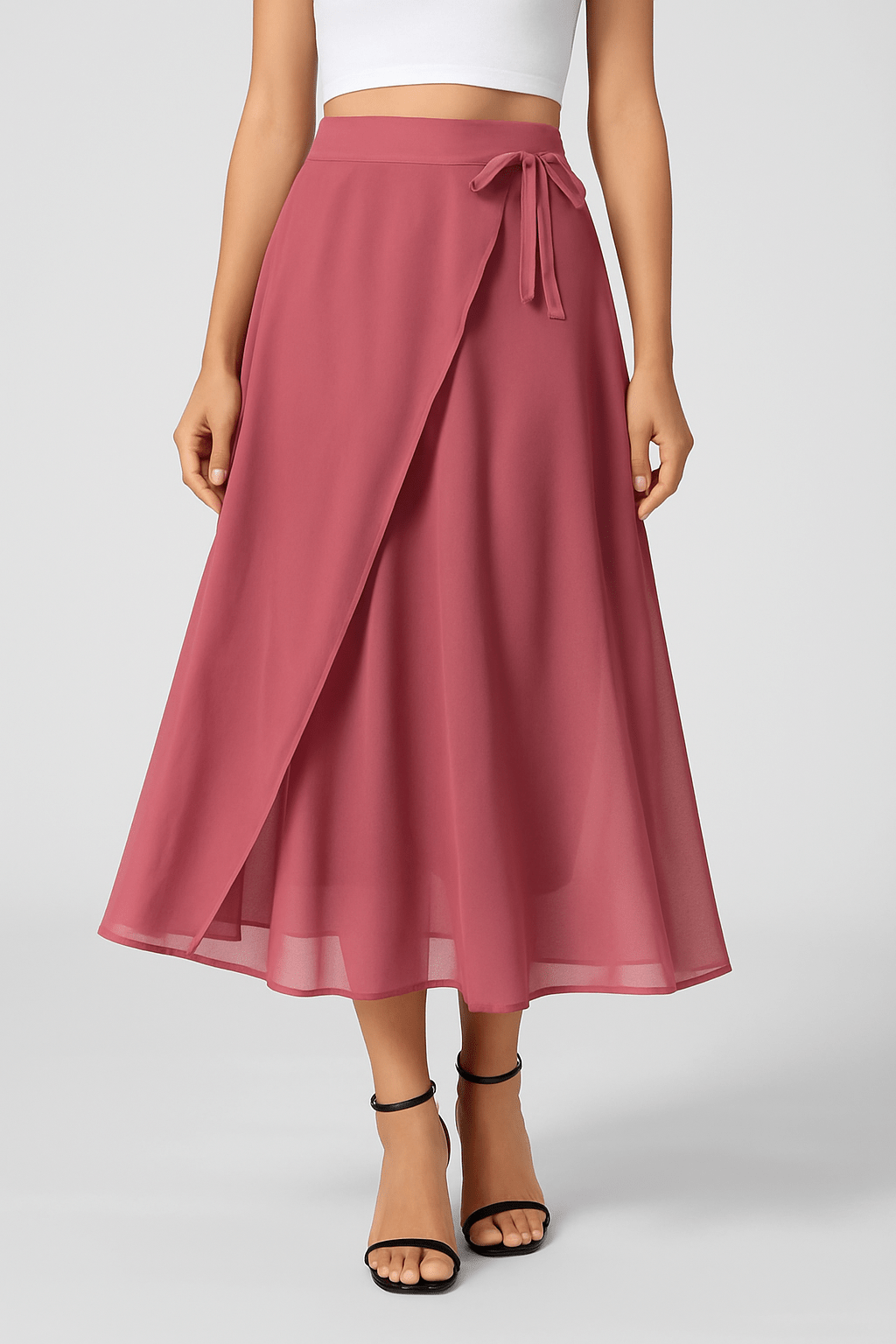 Viral "Hey Lara" Flowy High-Waisted Mesh Midi Skirt with Drawstring & Side Pockets