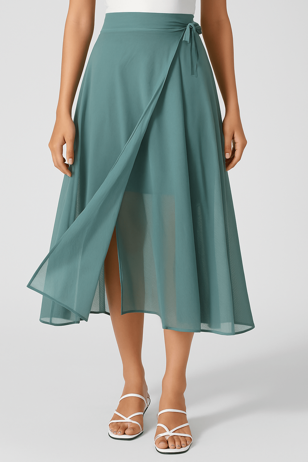 Viral "Hey Lara" Flowy High-Waisted Mesh Midi Skirt with Drawstring & Side Pockets