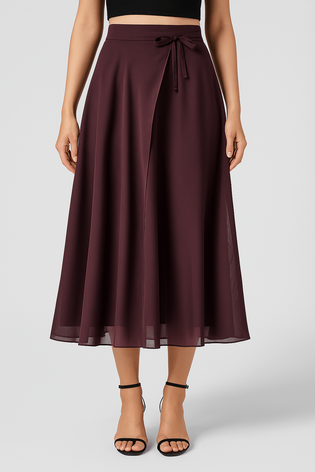 Viral "Hey Lara" Flowy High-Waisted Mesh Midi Skirt with Drawstring & Side Pockets