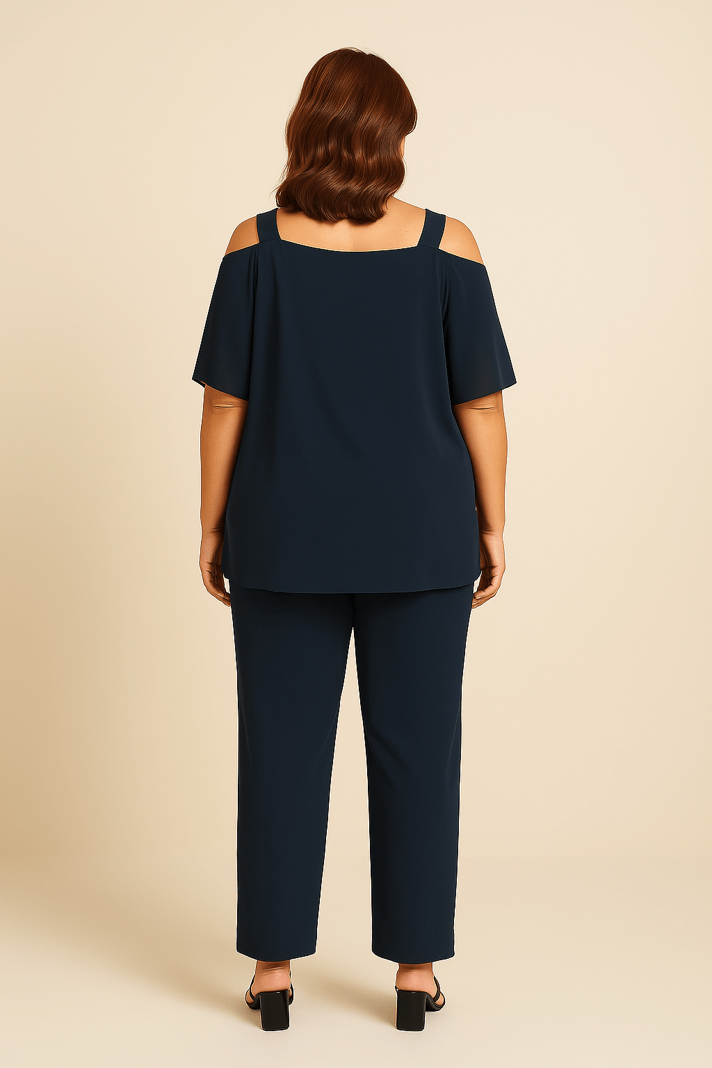 Women's Elegant Cold Shoulder Two-Piece Set – Flowy Fit