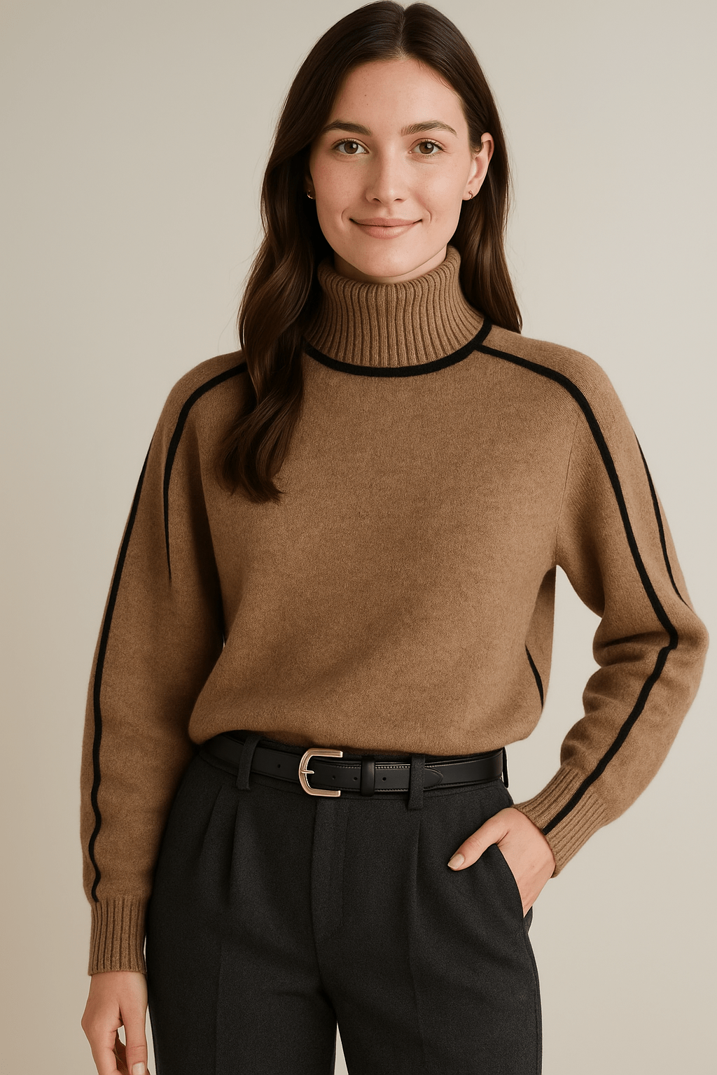 Women’s Roll Collar Sweater – Soft Knit Comfort