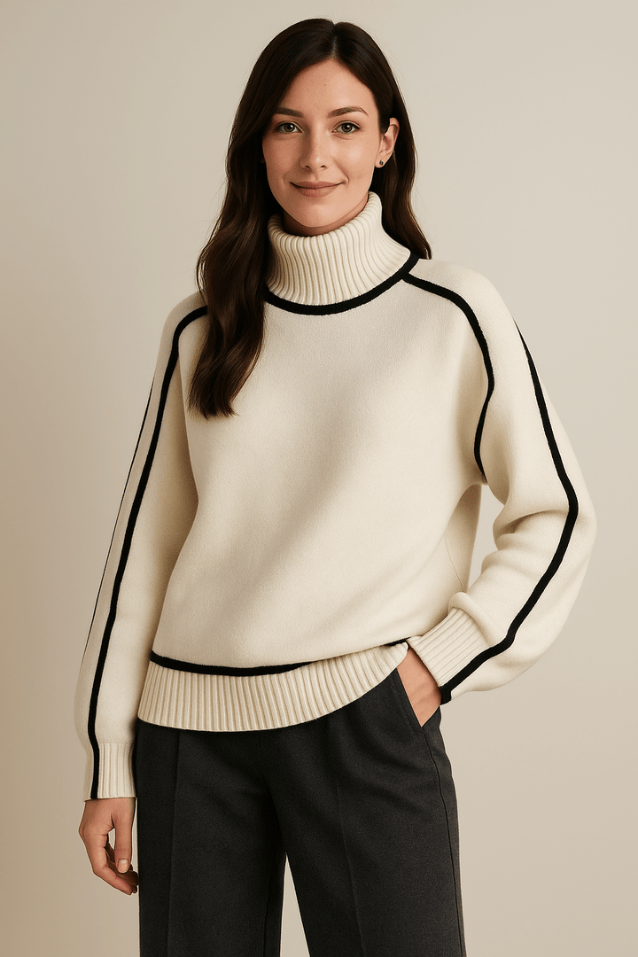 Women’s Roll Collar Sweater – Soft Knit Comfort