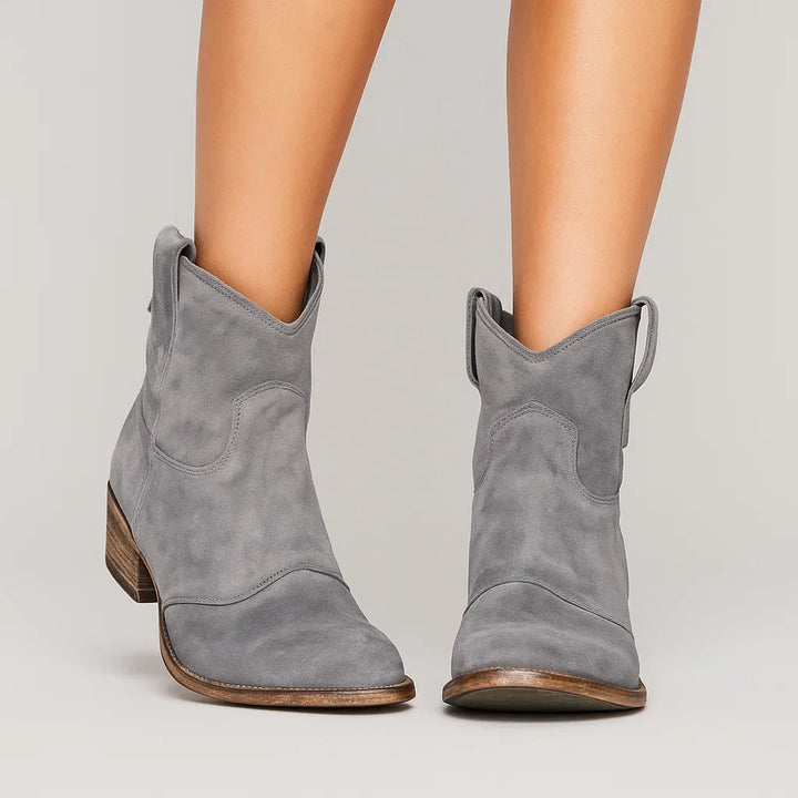 Olivine | Retro Leather Cowboy Ankle Boots