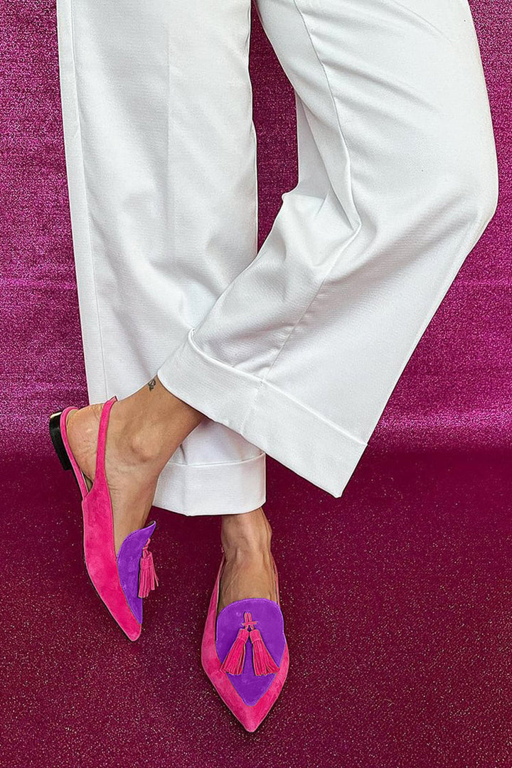 Rosaa™ | Vibrant Fringed Ballerinas with Stylish Ankle Strap
