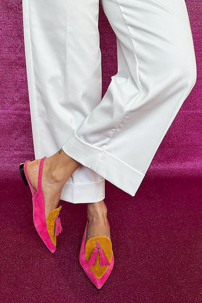 Rosaa™ | Vibrant Fringed Ballerinas with Stylish Ankle Strap