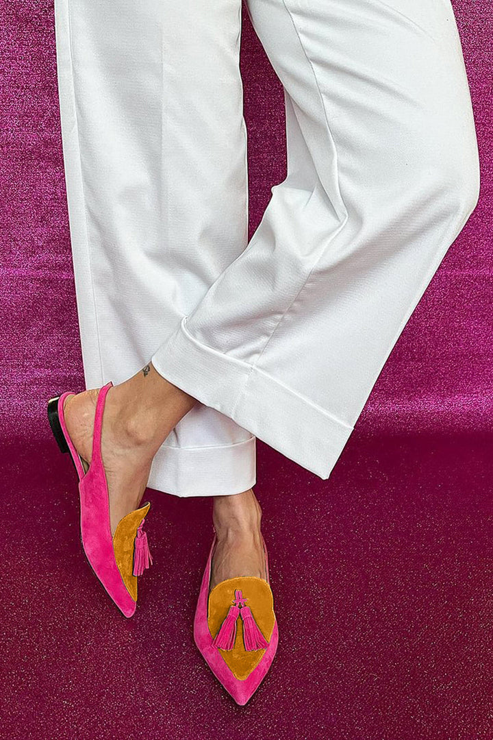 Rosaa™ | Vibrant Fringed Ballerinas with Stylish Ankle Strap